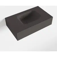 Mondiaz LEX Dark_grey vrijhangende solid surface wastafel 50cm. Positie wasbak rechts