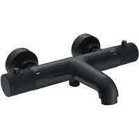 Wiesbaden Ribbd thermostatische badmengkraan hartafstand 15 cm mat zwart