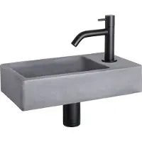 Differnz Fonteinset force beton 40x22x8 cm donker grijs met gebogen kraan mat zwart