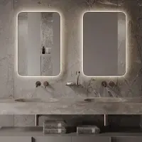 Martens & Meijer Spiegel Vegas 45x90 Cm Met Indirecte Verlichting En Spiegelverwarming Mat Zwart