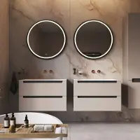 HiPP Spiegel Design Phantom 003 Rond Met Frame Mat Zwart 80x80 cm Met Verlichting Incl. Spiegelverwarming