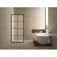 Boss & Wessing Bws inloopdouche met handdoekbeugel 100x200 cm 10 mm nano coating zwart