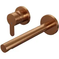 Brauer Copper Edition inbouw wastafelmengkraan met rechte uitloop en rozetten model D2 koper geborsteld PVD