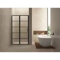 Wiesbaden Nisdeur horizon met vast paneel 130x200 cm 8 mm nano mat zwart