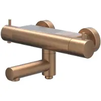 Ivy Aia Badthermostaatkraan Bond Opbouw Omstel Met Draaibare Baduitloop Met Omstel Cooltouch Geborsteld Mat Koper PVD
