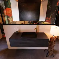 Mondiaz Badkamermeubelset Erin 120 cm met 1 Lade met RIDGE Wastafel Midden Urban met 1 kraangat Greeploos Mat Dark Brown