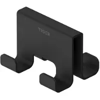 Tiger Caddy - Handdoekhaak voor douchecabine - Glaspaneel dikte 6-8 mm - 3,5 x 7 x 5 cm - dubbel - Zwart