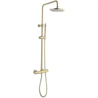 Sanilux Regendouche Opbouw 20 cm Met Staafdouchekop Goud Geborsteld