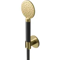 Hotbath Cobber M448 handdoucheset met ronde handdouche aan houder geborsteld messing PVD
