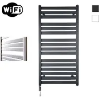 Sanicare Elektrische radiator hwv - moda met wifi 120x60 cm mat zwart 876w met thermostaat chroom linksonder