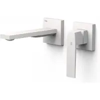 Tres Wastafelmengkraan inbouw slim exclusive 2 delen rechte uitloop en hendel mat wit