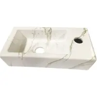 Boss & Wessing Fontein bws marmerlook rechts 36x18x9 cm keramiek wit