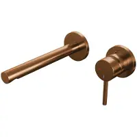 Brauer Inbouw wastafelmengkraan copper edition coldstart rechte uitloop ronde hendel rechts geborsteld koper pvd met rozetten