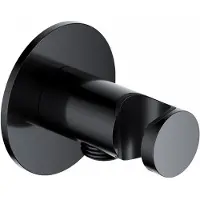 Hotbath Ace AC515 wandhouder met uitlaat gepolijst zwart PVD
