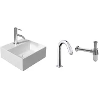Salenzi Fonteinset Spy Mat Wit 30x30 cm Chroom (Keuze uit 20 kranen)