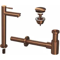 Ink 2A Fonteinkraanset - staande Fonteinkraan - hoog - always open - plug en designSifon - Mat rose goud 9902412