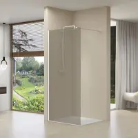 Van Rijn Inloopdouche st01 100x200 cm rookglas 8 mm met stabilisatiestang wit