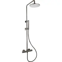 Sanilux Regendoucheset Opbouw Blair Thermostatisch Geribbelde Knop Douchekop 25 cm Gunmetal