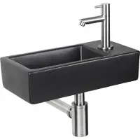 Differnz Hator fonteinset - 9x37.5x18.5cm - Rechthoek - 1 kraangat - Zwart