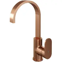 Brauer Wastafelmengkraan copper edition coldstart opbouw hoog plat gebogen platte hendel geborsteld koper pvd