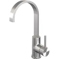 Brauer Brushed Carving hoge opbouw wastafelmengkraan met draaibare platte uitloop model A RVS geborsteld PVD