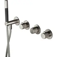 Hotbath Thermostatische douche/badkraan cobberxinbouw met 2 stopkranen en handdouche geborsteld nikkel