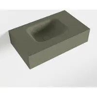 Mondiaz LEX Army vrijhangende solid surface wastafel 50cm. Positie wasbak links