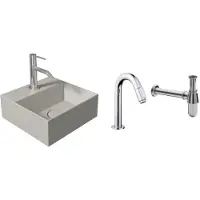 Salenzi Fonteinset Spy Mat Grijs 30x30 cm Chroom (Keuze uit 20 kranen)