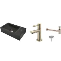 Wiesbaden FonteinPack Natuursteen Rechts 36x18x9 cm RVS (Keuze uit 8 kranen)