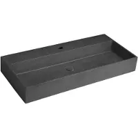 Hak Quadrado Betonnen wastafel inclusief afvoer, 96x44cm, zwart graniet