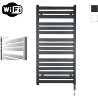 Sanicare Elektrische radiator hwv - moda met wifi 120x60 cm mat zwart 876w met thermostaat chroom rechtsonder