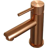 Brauer Copper Carving wastafelkraan met lange, ronde handgreep en ColdStart geborsteld koper PVD