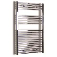 Sanicare Elektrische Design Radiator Plug & Play 111,8x60 cm Chroom 730 Watt Met Chroom Thermostaat Links