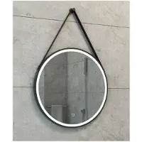 Boss & Wessing Spiegel rond met band bws snow ledverlichting en spiegelverwarming 60 cm mat zwart