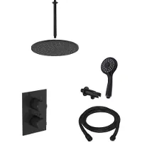 Boss & Wessing Inbouw regendouche set bws 20 cm plafonduitloop 3 standen handdouche mat zwart