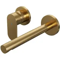 Brauer Gold Edition inbouw wastafelmengkraan met rechte uitloop en rozetten model C2 goud geborsteld PVD