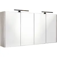 Best design Spiegelkast happy grey incl. Led verlichting 120x60 cm grijs eiken