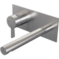 Brauer Brushed Edition inbouw wastafelmengkraan met rechte uitloop en afdekplaat model E2 RVS geborsteld PVD