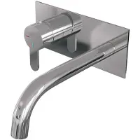 Brauer Inbouw wastafelmengkraan chrome edition coldstart gebogen uitloop korte platte hendel links chroom met afdekplaat