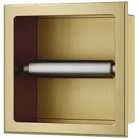 Wiesbaden Rocko Toiletrolhouder Zonder Klep Inbouw - Geborsteld Messing - RVS - Accessoires, Toilet accessoires, Toiletrolhouders - 8720847405500