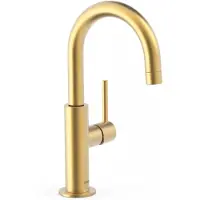 Tres Wastafelmengkraan study exclusive 27,5 cm met hendel uitloop gebogen rond mat goud