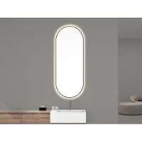 Wiesbaden Ovale Spiegel Nomi met Dimbare LED Verlichting en Spiegelverwarming 50 x 100 cm Mat Zwart