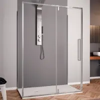 Lacus Douchecabine murano 140 cm helder glas met klapdeur aluminium profiel chroom