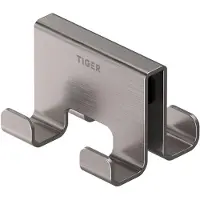 Tiger Caddy - Handdoekhaak voor douchecabine - Glaspaneel dikte 6-8 mm - 3,5 x 7 x 5 cm- dubbel - RVS geborsteld