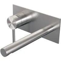 Brauer Edition Inbouw Wastafelkraan - Rechte Uitloop - Achterplaat - Hendel 1 Links - Geborsteld RVS PVD - Messing - Kranen, Wastafelkranen, Inbouw