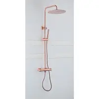 Boss & Wessing Opbouw regendouche set bws copper thermostatisch staaf handdouche geborsteld koper 30 cm