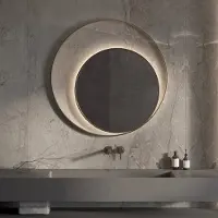 Martens & Meijer Designspiegel athene rond met frame en indirecte led verlichting 120 cm geborsteld goud