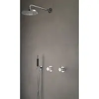Hotbath Cobber IBS21 inbouw regendoucheset met ronde handdouche aan glijstang en 30cm ronde hoofddouche aan 15cm plafondarm chroom
