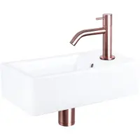 Differnz Fonteinset force keramiek 40x22x11.5 cm wit met gebogen kraan rood koper