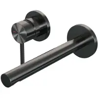 Brauer Inbouw wastafelmengkraan gunmetal edition coldstart rechte uitloop ronde hendel links geborsteld gunmetal pvd met rozetten